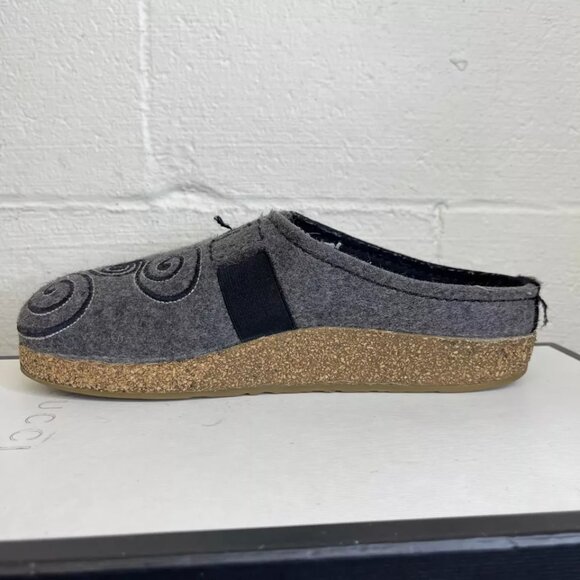 Haflinger MAGIC Swirl Grey Black Wool Clogs Slippers Slip On Women's 37 EU/6 US - Picture 5 of 12